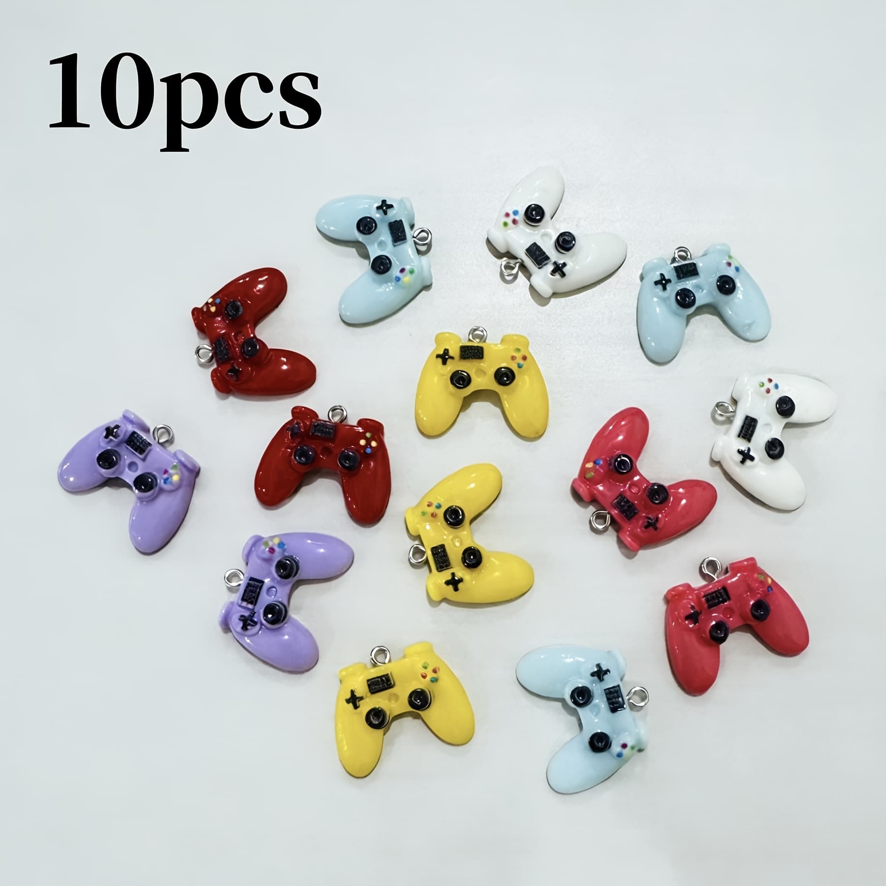 TEMU 10pcs, Cute Colorful Resin Charms, Game Controller Design Pendants, For Jewelry Making Additions