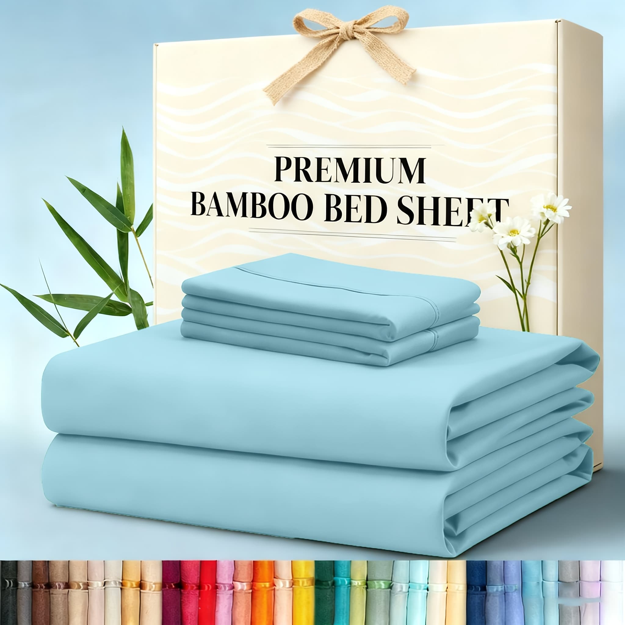 TEMU 6pcs Bamboo Blend Sheets Queen Size - Christmas Sheet Set Cooling Sheets, Breathable Bed Sheets, To 16'' With Elastic Corner Straps, Super Soft Sheets For Christmas Gifts