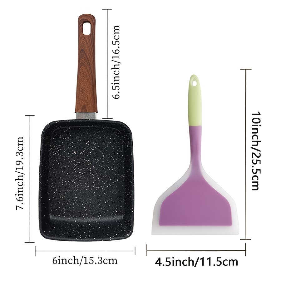 TEMU Japanese Nonstick Egg Frying Pan For Making , Rectangular Shape Ideal For And Rolls. Suitable For Induction And Halogen Stoves, Dishwasher Safe, And Designed For Stovetop Use. Ergonomically And