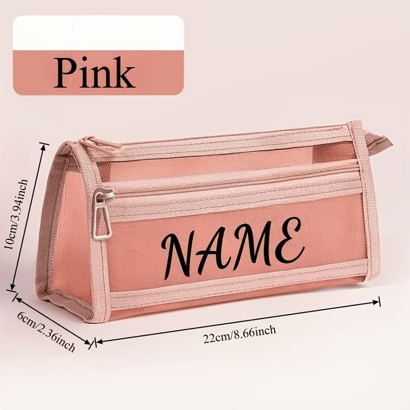 TEMU Customizable Transparent Pencil Case With Name, Random Styles, Essential For Exams/student Stationery, Grid-designed Pencil Case, Simple Box, For Back-to-, School Learning Supplies