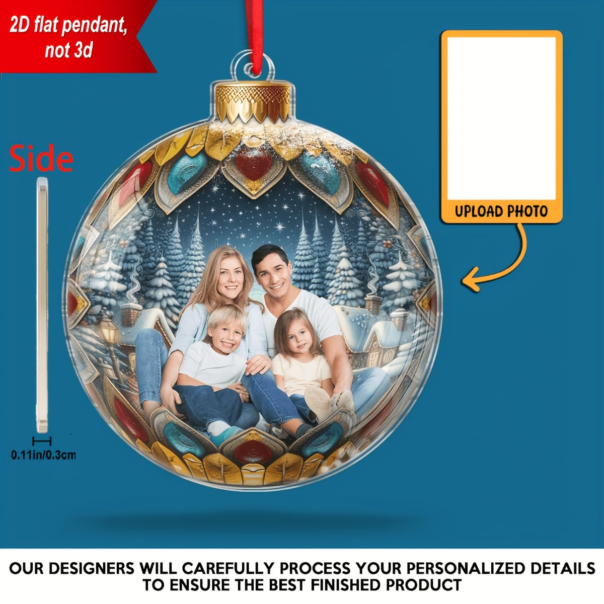 TEMU [2d Flat] Custom Photo For Family Christmas Acrylic Ornament, Personalized 2d Christmas Acrylic Ornament, Memorial Gifts, Halloween Gift, Christmas Gift For Family