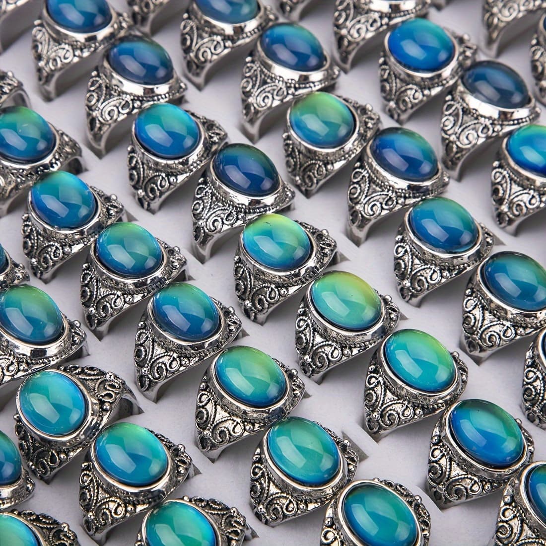 TEMU Us Wholesale Lots 20pcs Changing Mood Ring, Fashion Jewelry Men's Women's Gift Not Box Size Is Random