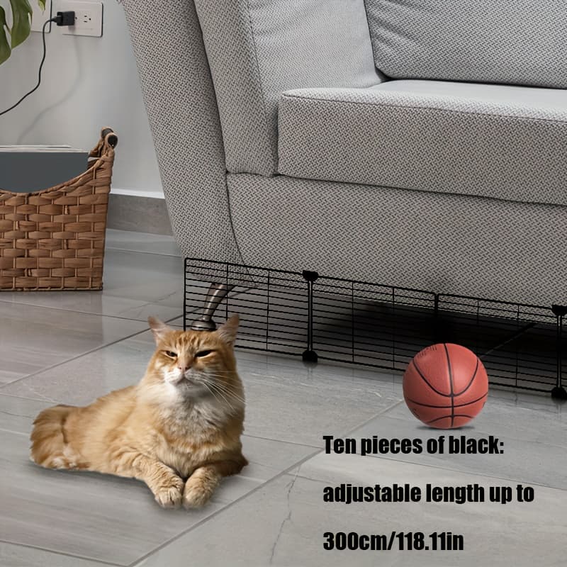 TEMU Multi--to-install Pet Fence - Under Sofa Or Bed Fence, Safe Material, More Sturdy, Prevents Toys And Pets From Getting Under Furniture