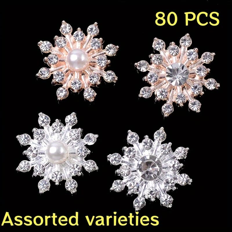 TEMU 80pcs Christmas Snowflake Alloy Jewelry Accessories Handmade Diy Hair Accessories Hair Clips Phone Case Materials