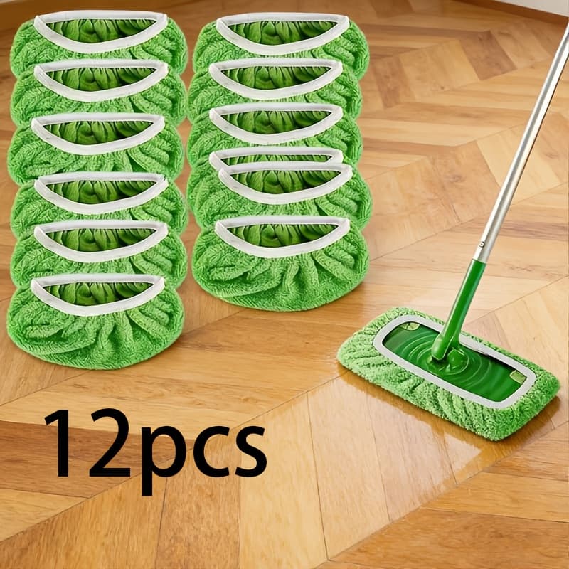 TEMU 12-pack Of Reusable Mop Replacement Cloths: Absorbent, Suitable For Wet And Dry Use, Easy To Replace And Clean, Professional Cleaning Tools