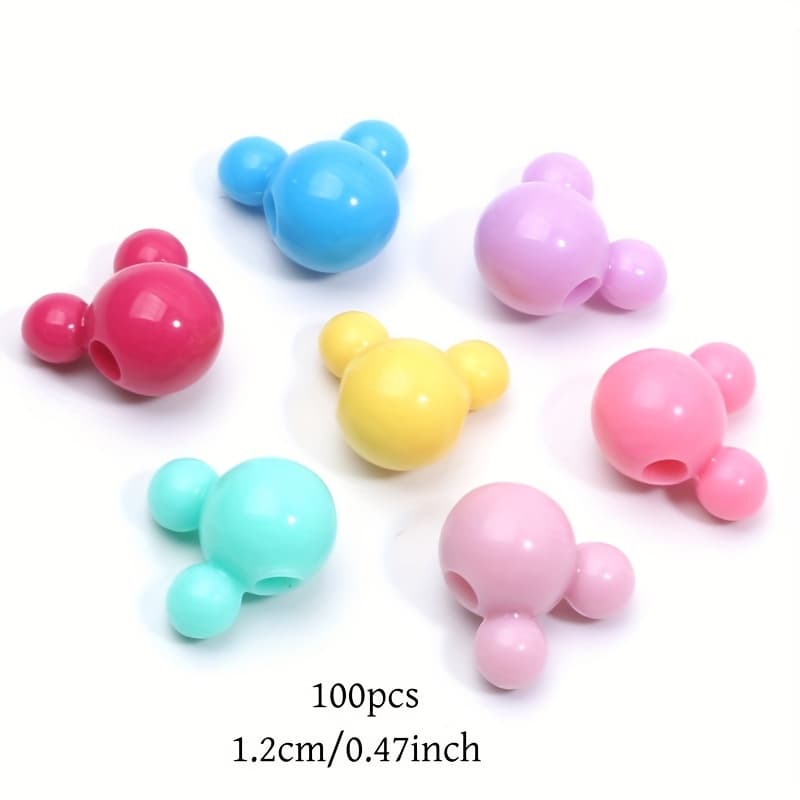 TEMU 100 Deep Head Acrylic Beads, 12mm Cartoon Spacer Beads - Suitable For Bracelets Necklaces Mobile Phone Lanyards Headdress Supplies Mixed Colors