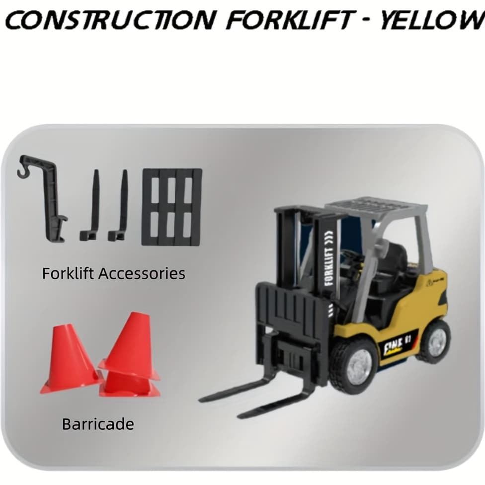 TEMU Alloy Remote Control Construction Vehicle, 1/64 Mini Forklift With Towing Fork, Engineering Toy Vehicle Model, Alloy Monster Truck With , Toy For Adults And Children, Christmas Gift