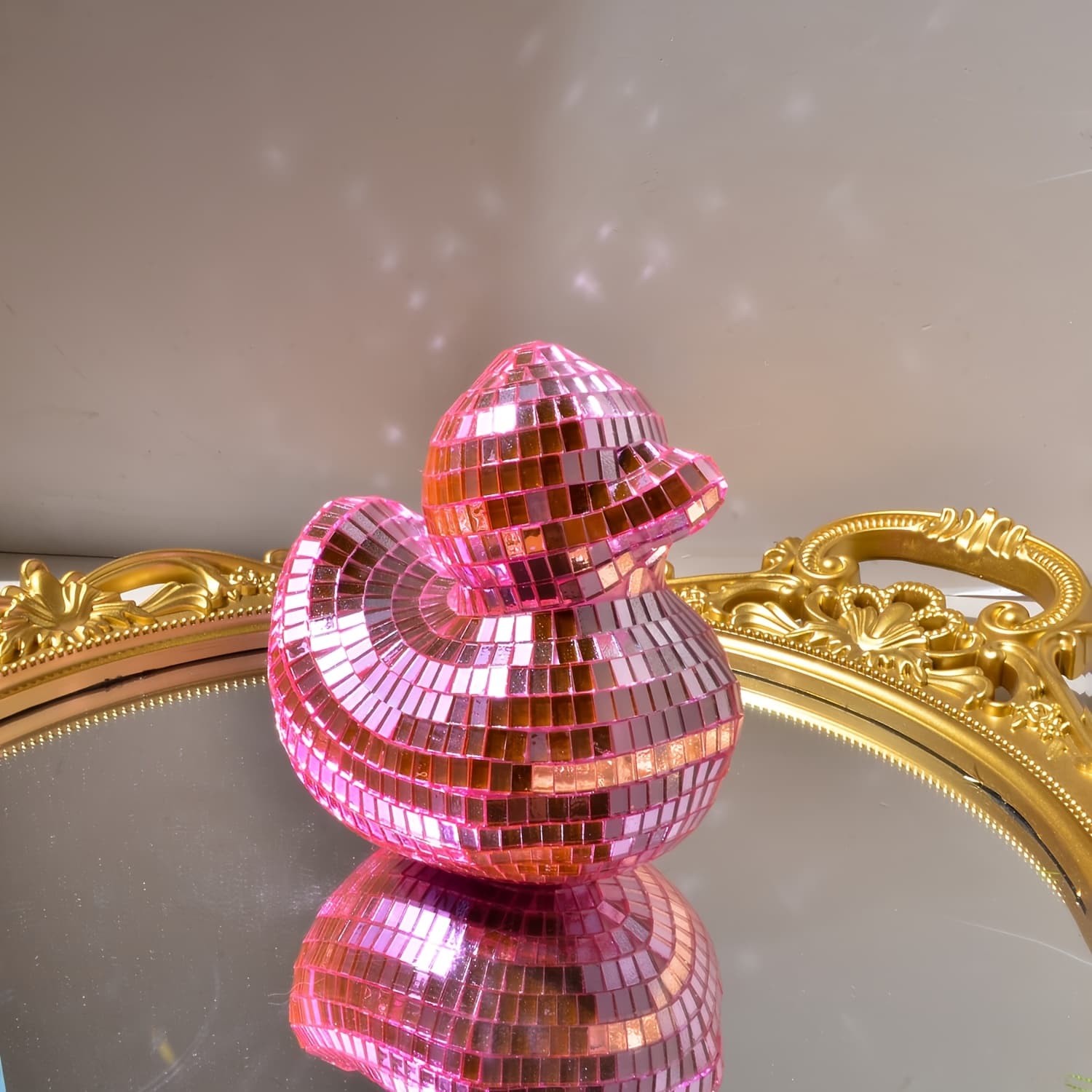 TEMU Disco Mirror Duck Decor - 10cm Retro Plastic No Electricity Needed, Birthday To Wedding Decor, Graduation & Holiday Gift