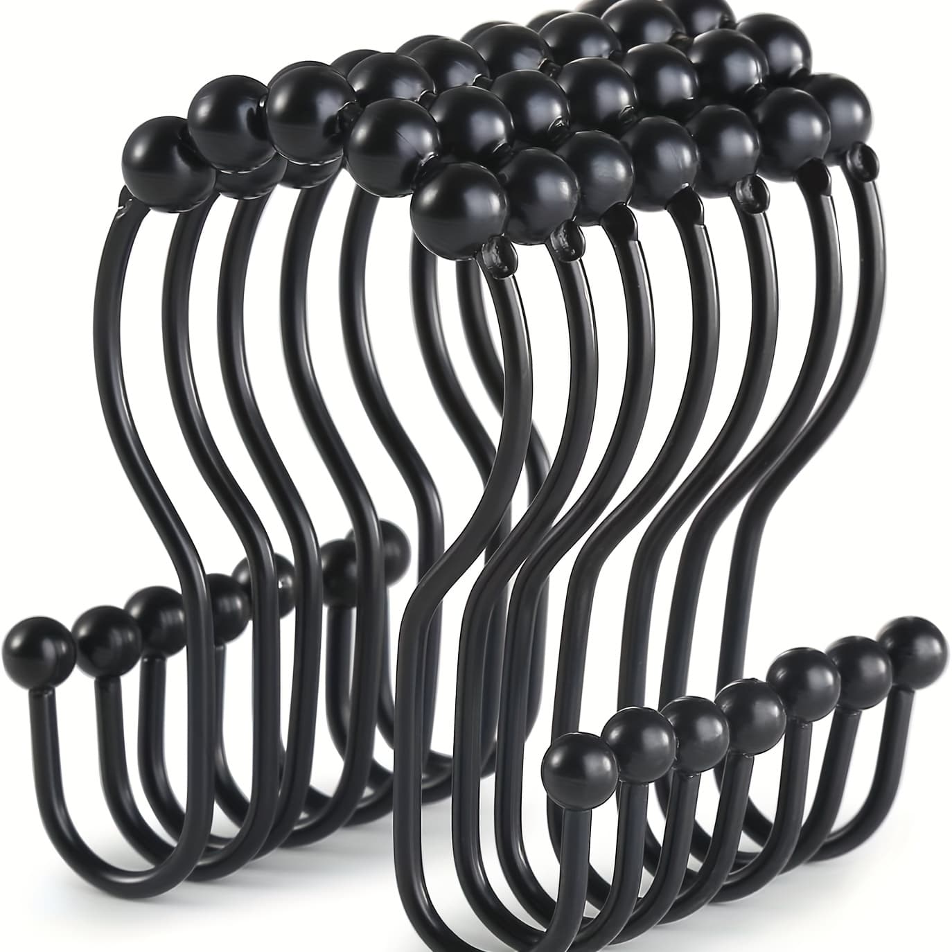 TEMU Set Of 12 Rust-resistant Shower Curtain Hooks With A Double For On Bathroom Rods