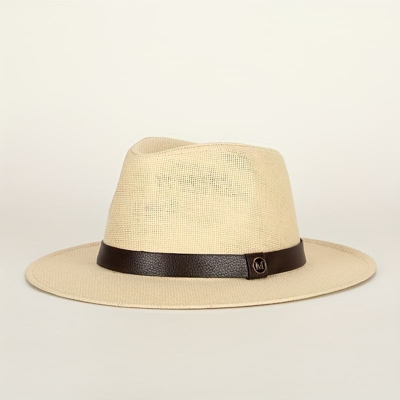 TEMU Spring/summer Panama Hat, Straw Hat With Letter Belt Decoration, Casual And Stylish, Suitable For Beach Vacations