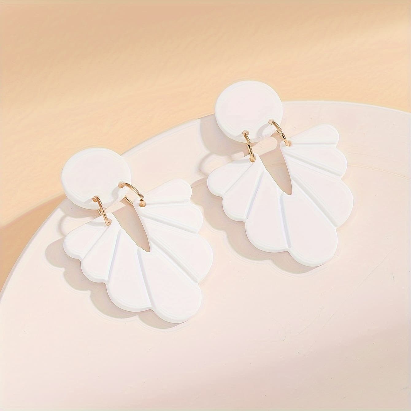 TEMU Embossed Pattern Soft Clay Texture Acrylic Classic Vintage Cute Versatile Earrings Gift For Spring Summer