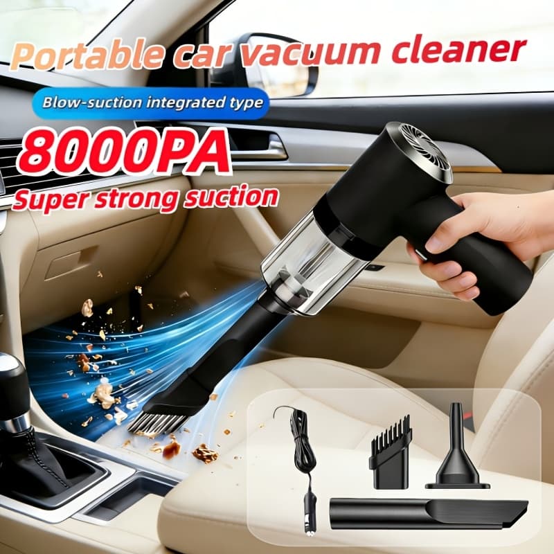 TEMU 12v Multifunctional Office Desktop Vacuum Cleaner, 8000pa High Suction, Can Effectively Clean Beds, Sofas, Pet Hair And Carpets - Comes With Accessory Set - Silent Operation - Christmas Gift