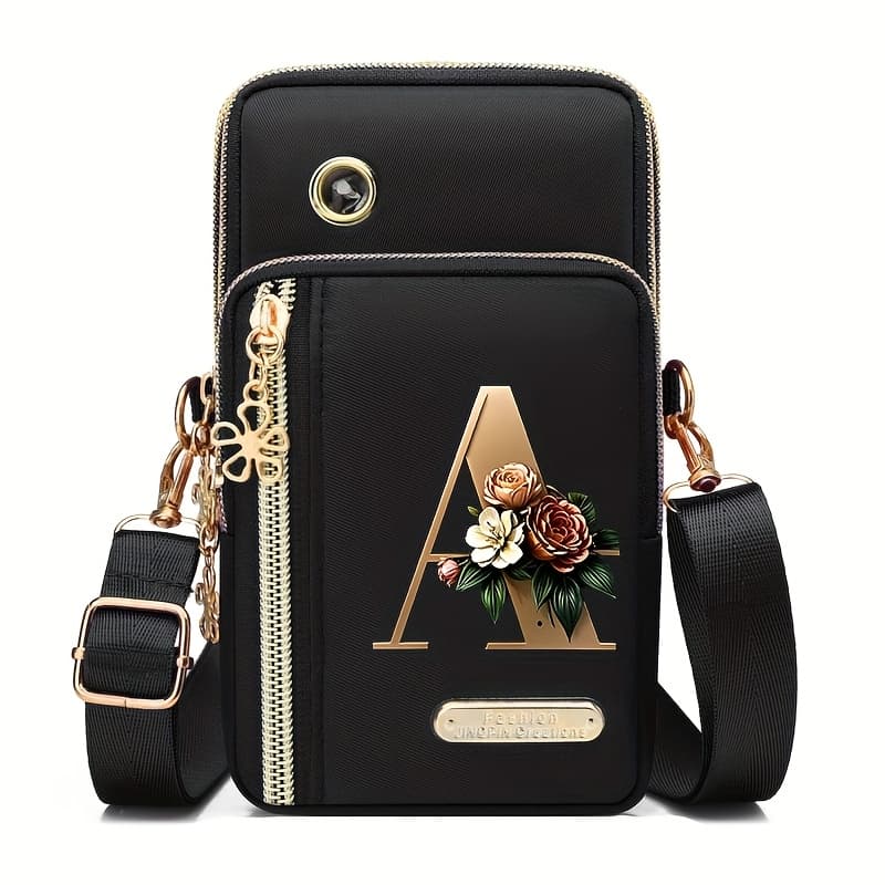 TEMU Flower Ben Letter Print Fashion Casual Shoulder Crossbody Bag Coin Purse New Style Unisex Nylon Cloth Phone Shoulder Bag [pattern Represents Letters, Not Any Other Meaning]