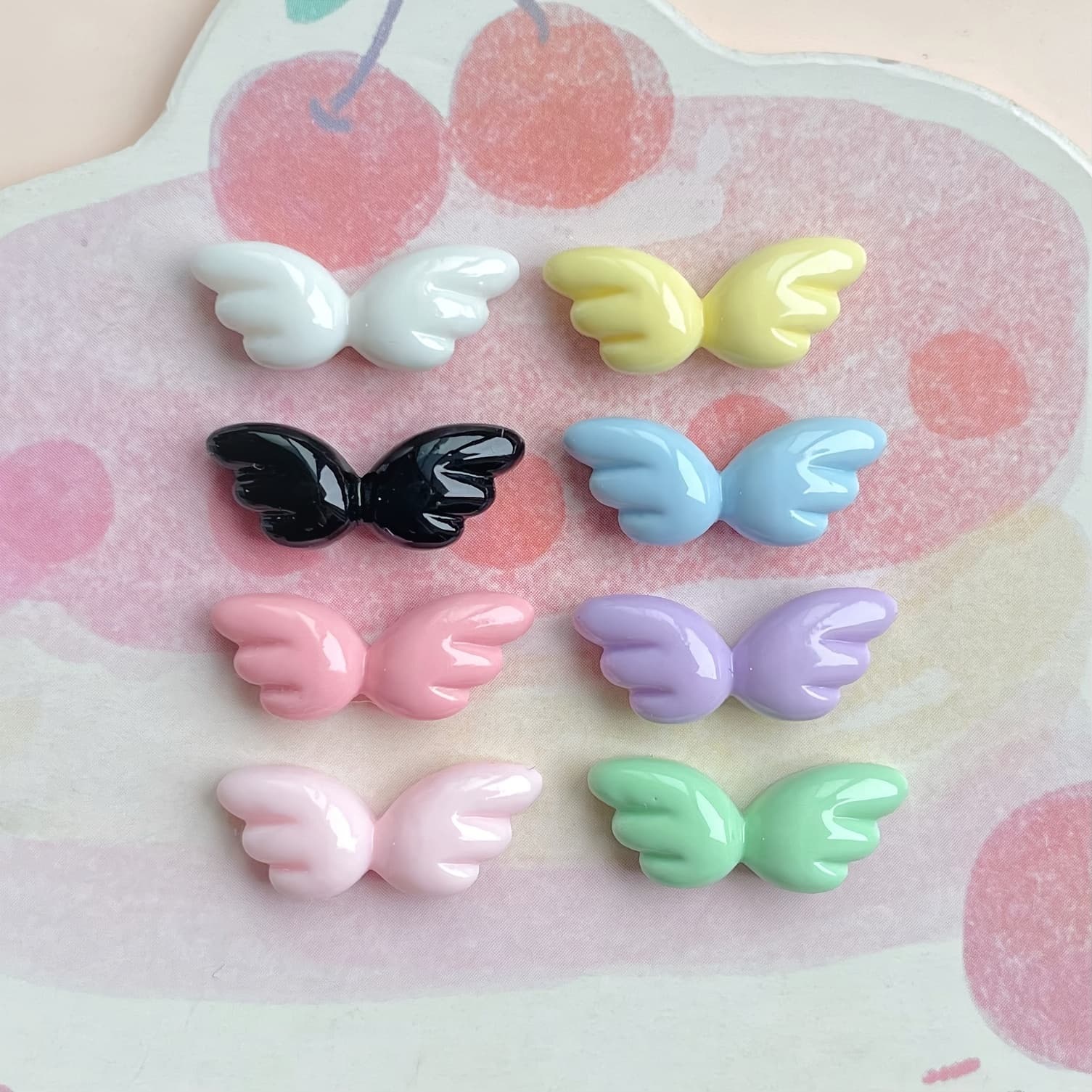 TEMU 30pcs Assorted Random Style Colored Wing Resin Decorative Beads, Assorted Single-color Wing Flat-back Patches, Diy Hair Accessories, Hair Clips, Stud Earrings, Jewelry Making Supplies