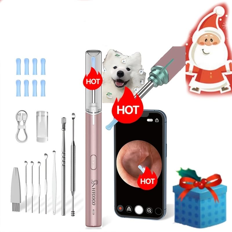 TEMU Wax Removal, Cleaner With And Light, Fsa - Hsa Eligible, Wax Removal Tool With 1080p, Cleaning Kit With 6 Spoons (pink)