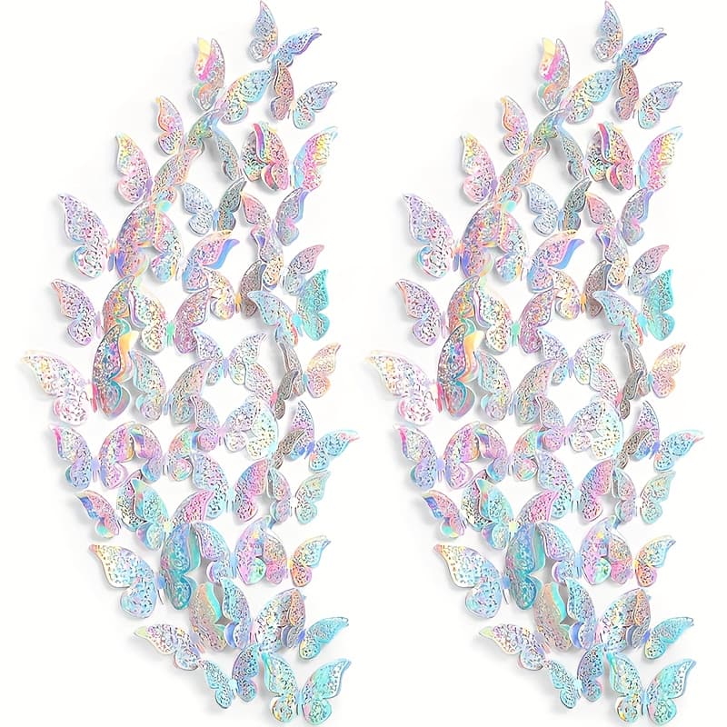 TEMU Set Of 60 Three-dimensional Layered Wall Decals, Removable And Hollow, Perfect For Home Decoration, Wedding Embellishments, And Featuring Stunning Silvery Hues