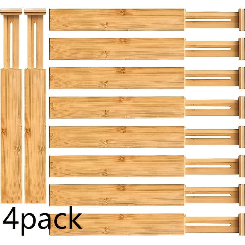 TEMU 4-pack Expandable Drawer Dividers With Labels (17"-22") Drawer Organizer For Kitchen, Clothes, Utensils, Silverware, Dresser, Office, Desk, Desk & Drawer Organizer For Home Storage