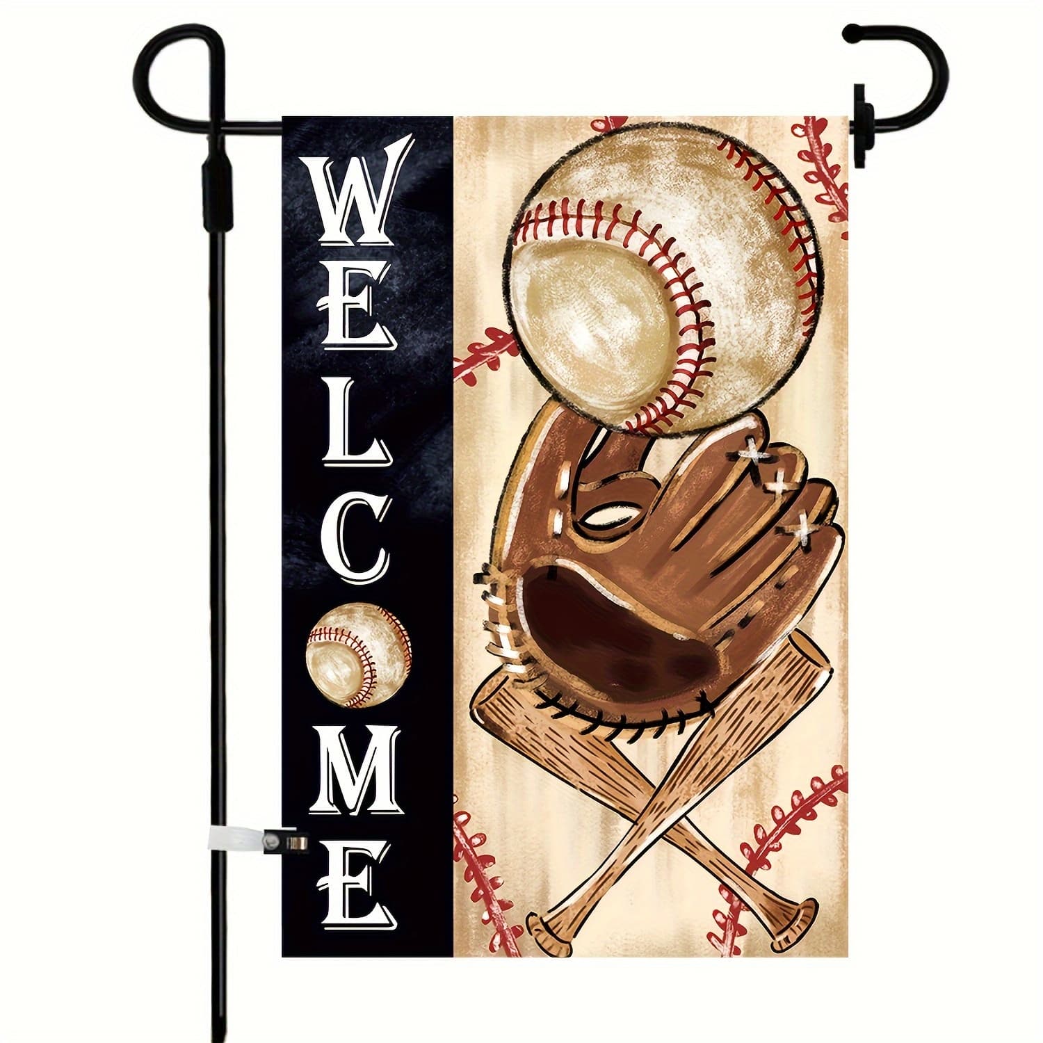 TEMU 1pc, Welcome Baseball Garden Flag, 12 X 18 Inch, 30 X Double Sided Printed Flag, Fall Sport Game Day Flag For Patio Thanksgiving Holiday Outdoor Farmhouse Seasonal Decorations, Funny Gift For