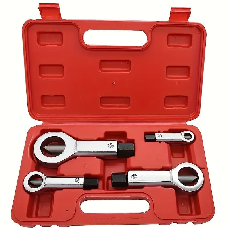 TEMU 4pcs Metal Nut Splitter Kit, Heavy Duty Splitter Breaker Manual Pressure Nut Cracker Remover Extractor Tool, Comes With Portable Box