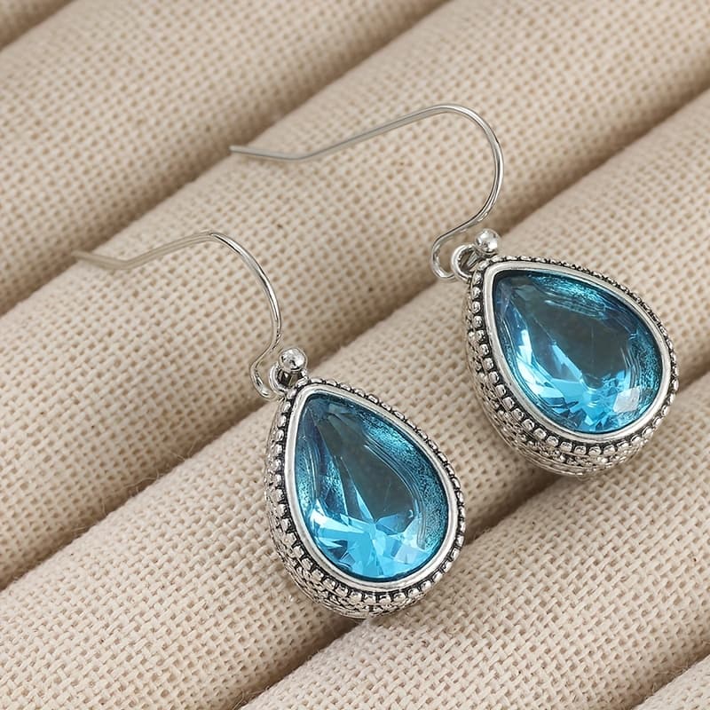 TEMU Bohemian Ethnic Style, Blue Teardrop Earrings, Copper Products, Ladies' Temperament Accessories