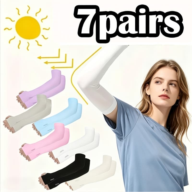TEMU 7-pack Cooling Arm Sleeves- Ice, Breathable And Elastic For Outdoor Sports, Golf, Fishing, Hiking, And Running- Multiple Colors(gray, White, Pink, Purple, Red, Nude, Black)