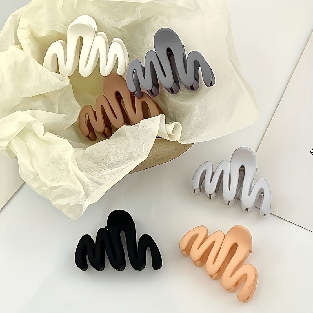 TEMU 6pcs Matte Hair Clip Set - Wavy Hair Clips For Ponytails And Buns, In A Of Colors