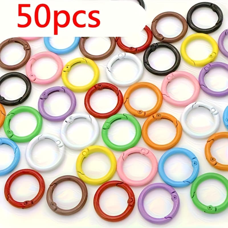 TEMU 50pcs 25mm Large Alloy Spring O-ring Multicolor Durable Key Ring For Keychain, Bag, Handbag - Secure To /remove, Wallet Additions, , Decorative Keychain