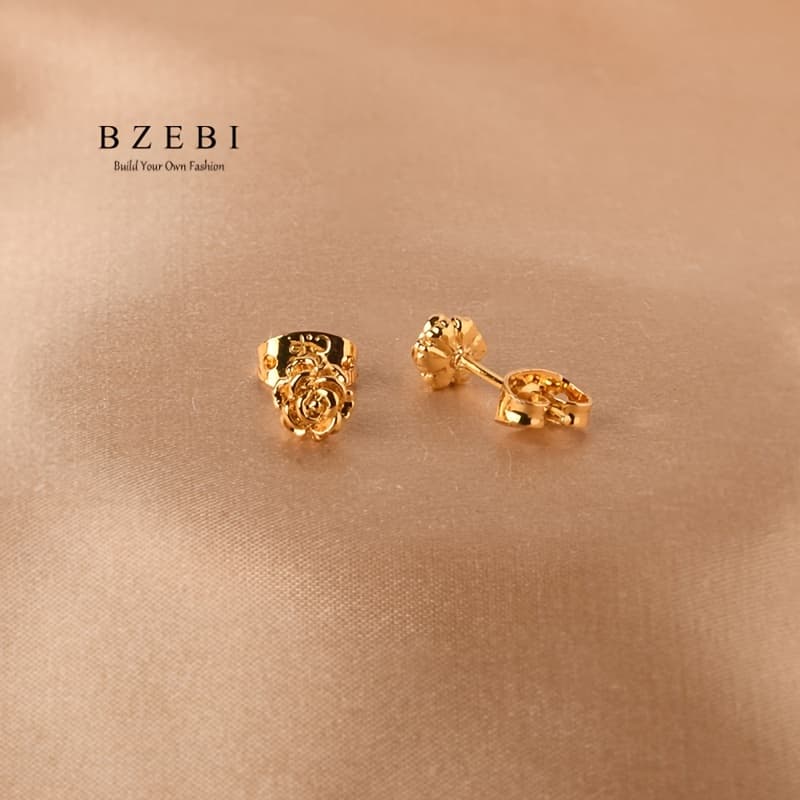 TEMU 18k Gold-plated Rose Earrings, Rose Middle Jewelry, Simple Birthday Christmas Valentine's Day Gift With Gift Box 315e