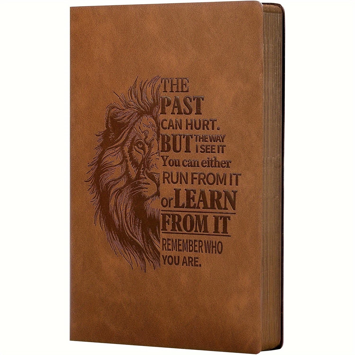 TEMU Leather Journal Men's Softcover 256 Page Notebook Lined Diary A5 Lion Journal Retro Inspirational Journal Cm X 21.1 Cm