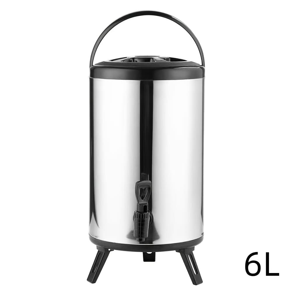 TEMU 6/8l Stainless Steel Insulated Beverage Dispenser, Thermal Hot And Cold Drink Server With Spigot Handle, Food-grade For Hot Tea, Coffee, Water, Restaurant,