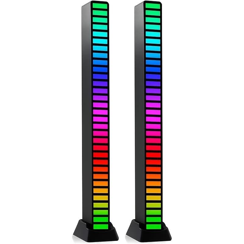 TEMU [2/4-pack] Rgb Ambient Lights - Sound-activated Rhythm & Pickup, Music Level Sync | Usb (no Battery) | For Gaming Room, Car Interior, Streaming Studio, Tiktok & Desk - Double The Light,