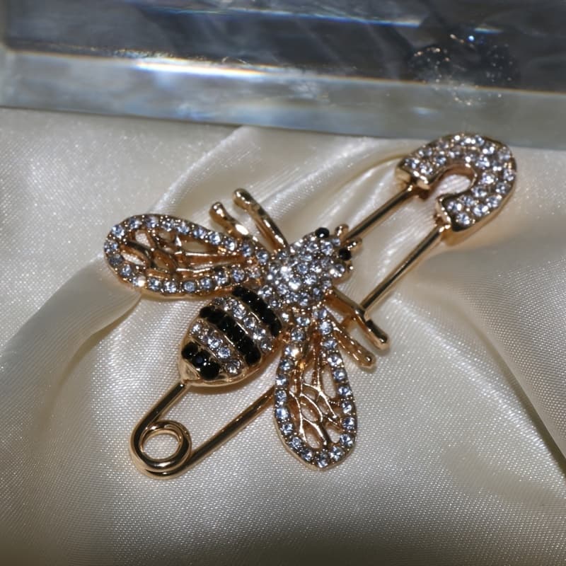 TEMU Golden Brooches For Woman Shiny Hollow Bee Brooch Pin For Coat Scraf Fine Jewelry