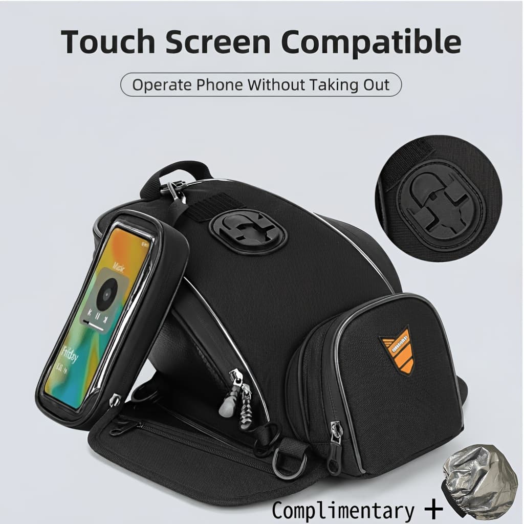 TEMU 5l Motorcycle Magnetic Tank Bag, Quick Release Touchscreen Motorcycle Phone Bag, Large Capacity Universal Tank Bag For Men