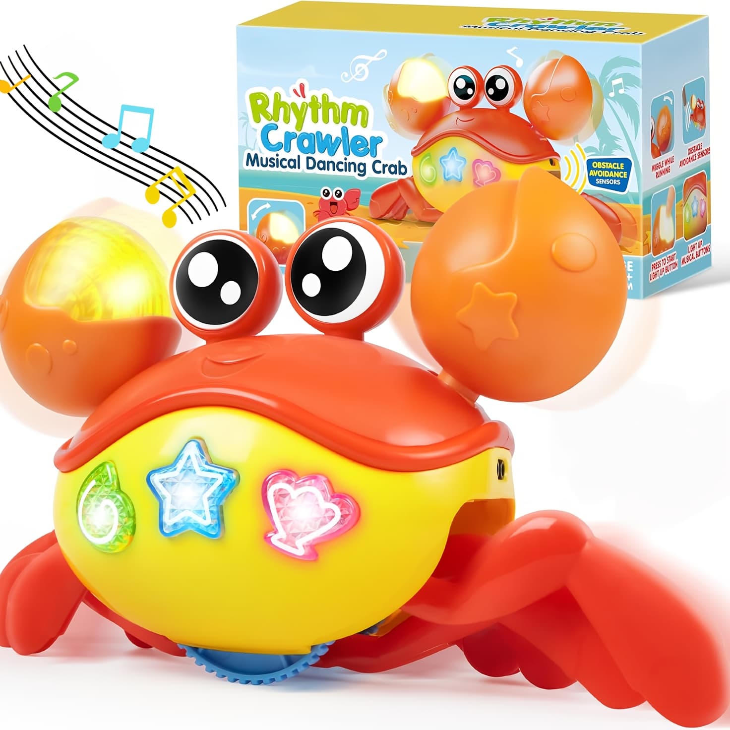 TEMU Crawling Crab Baby Toy - Tummy Time Toy, Interactive Big Crab Toy With , Lights Buttons, Dancing Crab Auto-avoiding Obstacles, Perfect Christmas Gift For Toddlers