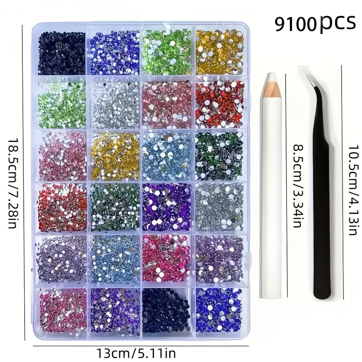 TEMU 9100pcs Of Shiny Flat Back Nail Art Rhinestones- , Suitable For Fashion, Shoes, Clothing And Packaging Decoration, Nail Art Additions, Fashion Decoration, Bright Colors, Durable Rhines