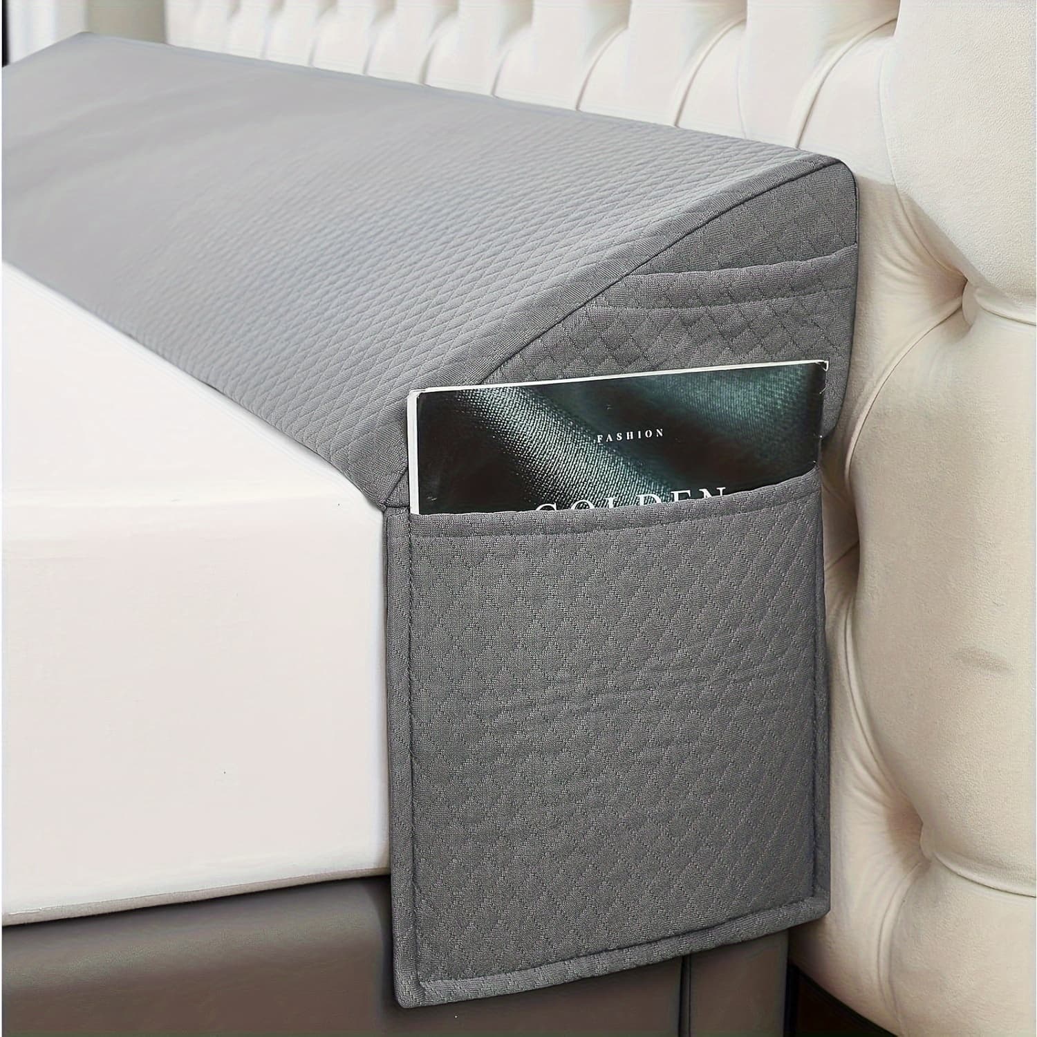 TEMU Bed Wedge Pillow - Bed Filler - Mattress Wedge - Headboard Pillow Fill The 0-6" Between Headboard And Mattress (grey 76"x10"x6")