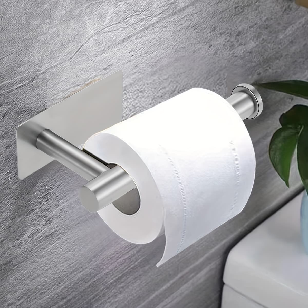 TEMU 1pc Wall Mounted Toilet Paper Holder, Easy Stainless Steel Punch-free Toilet Paper Holder For Bathroom, Installed And Used Without Punching