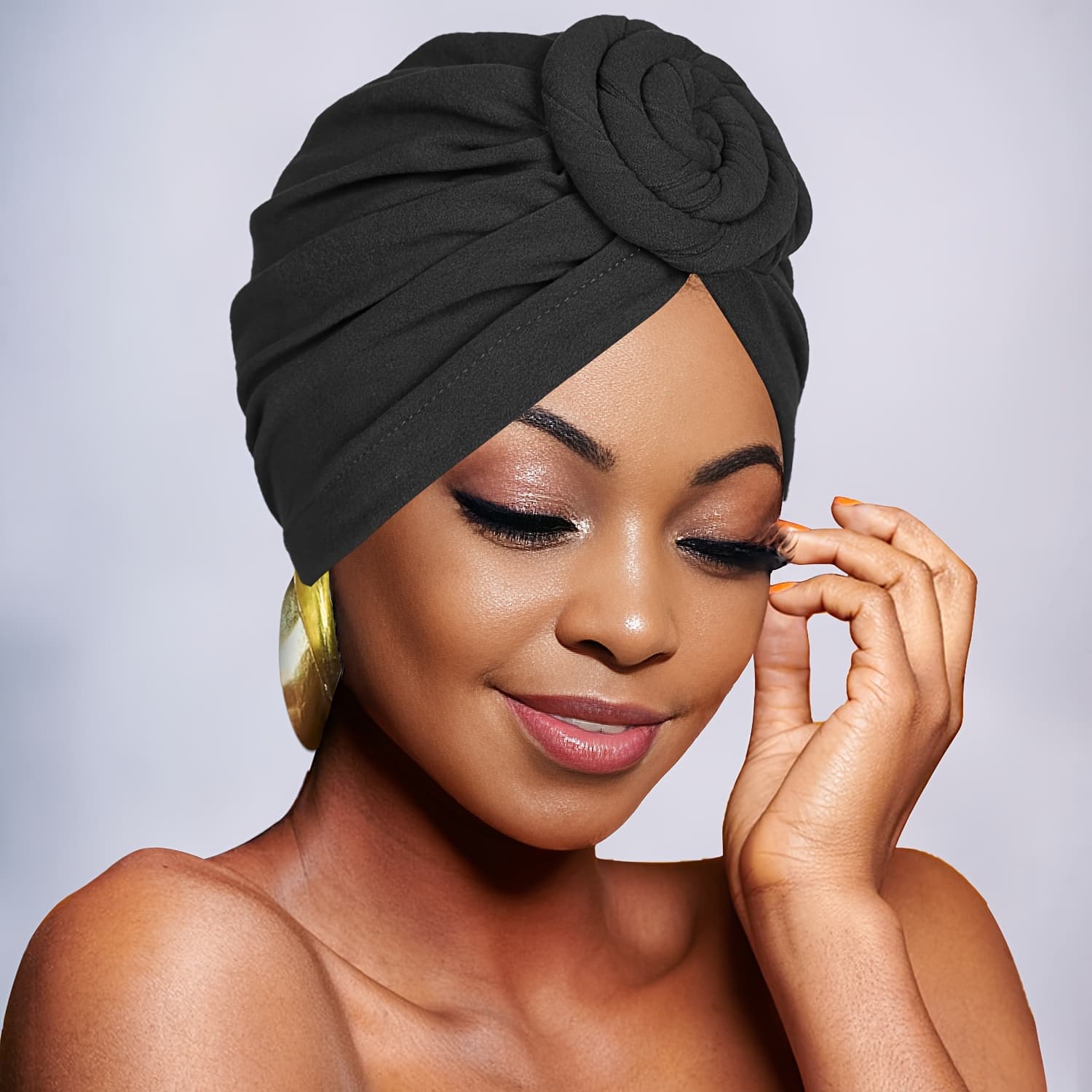 TEMU 1pc Of Women's African Turbans Floral Knot Pre Tied Hat Brim Headscarf