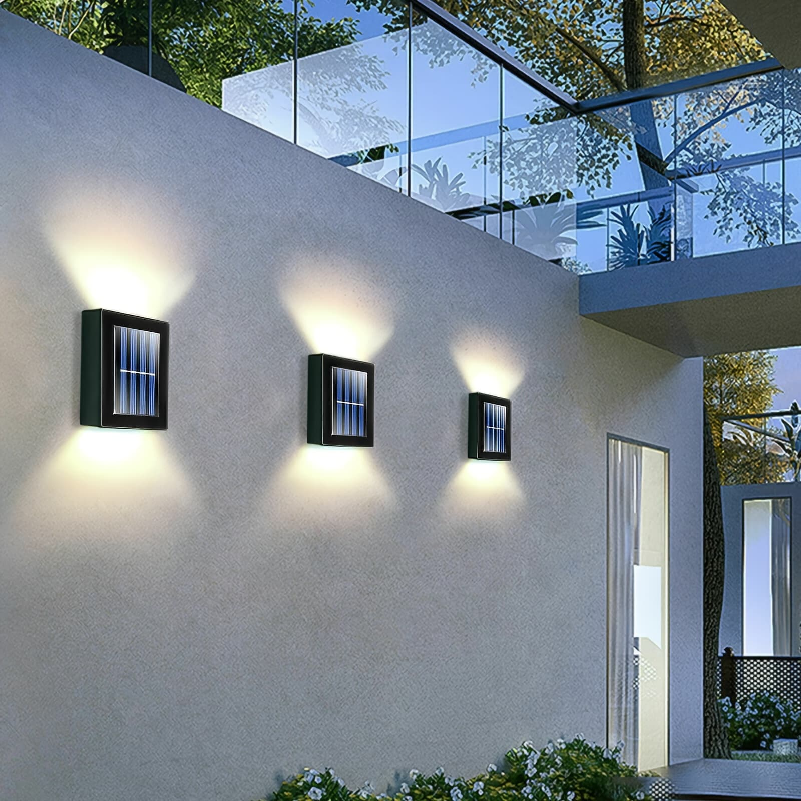 TEMU 6pcs Outdoor Fence Lights With Motion Sensor, 2- (), Tempered Glass Panels & Auto Security For, Deck, Pool, Patio, Yard - Solar Fence Lights With