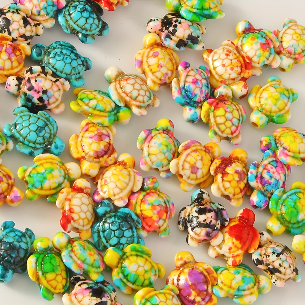 TEMU 50pcs Assorted Gradient Starfish & Turtle Stone Beads For Making - Decorative Beads For Bracelets And Necklaces, Craft Supplies With