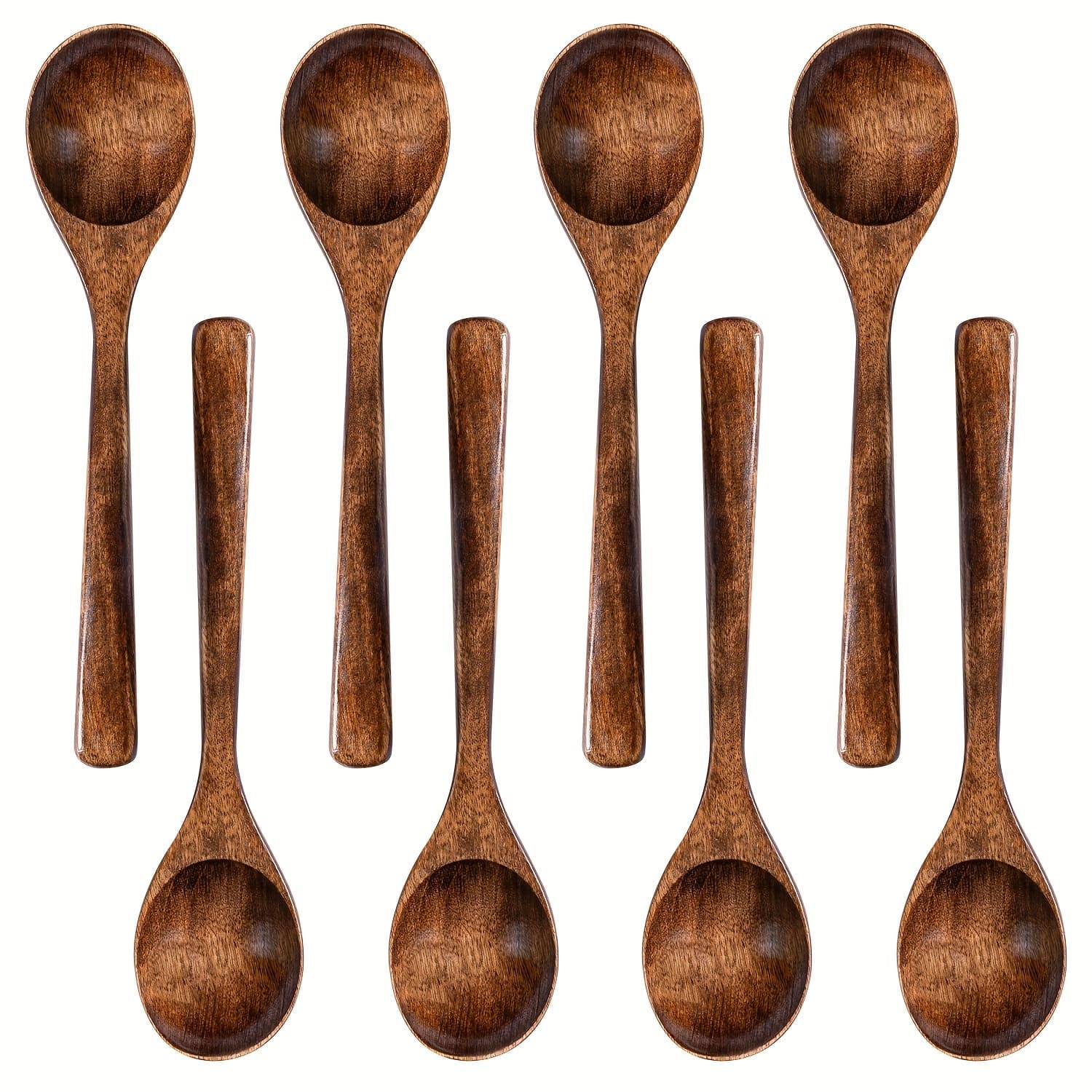 TEMU 8pcs Wooden Spoons For Eating, 7.28 Inch Wooden Honey Spoons For Tea, Wooden Teaspoons For Stirring Coffee, Small Wooden Spoons For Cooking, Wood Table Spoon Set For Serving Soup And Dessert