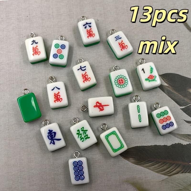 TEMU 2d Flat, 13pcs Pattern Random Send Creative Funny Pendant For Jewelry Making Findings New Resin Square Charms Flatback