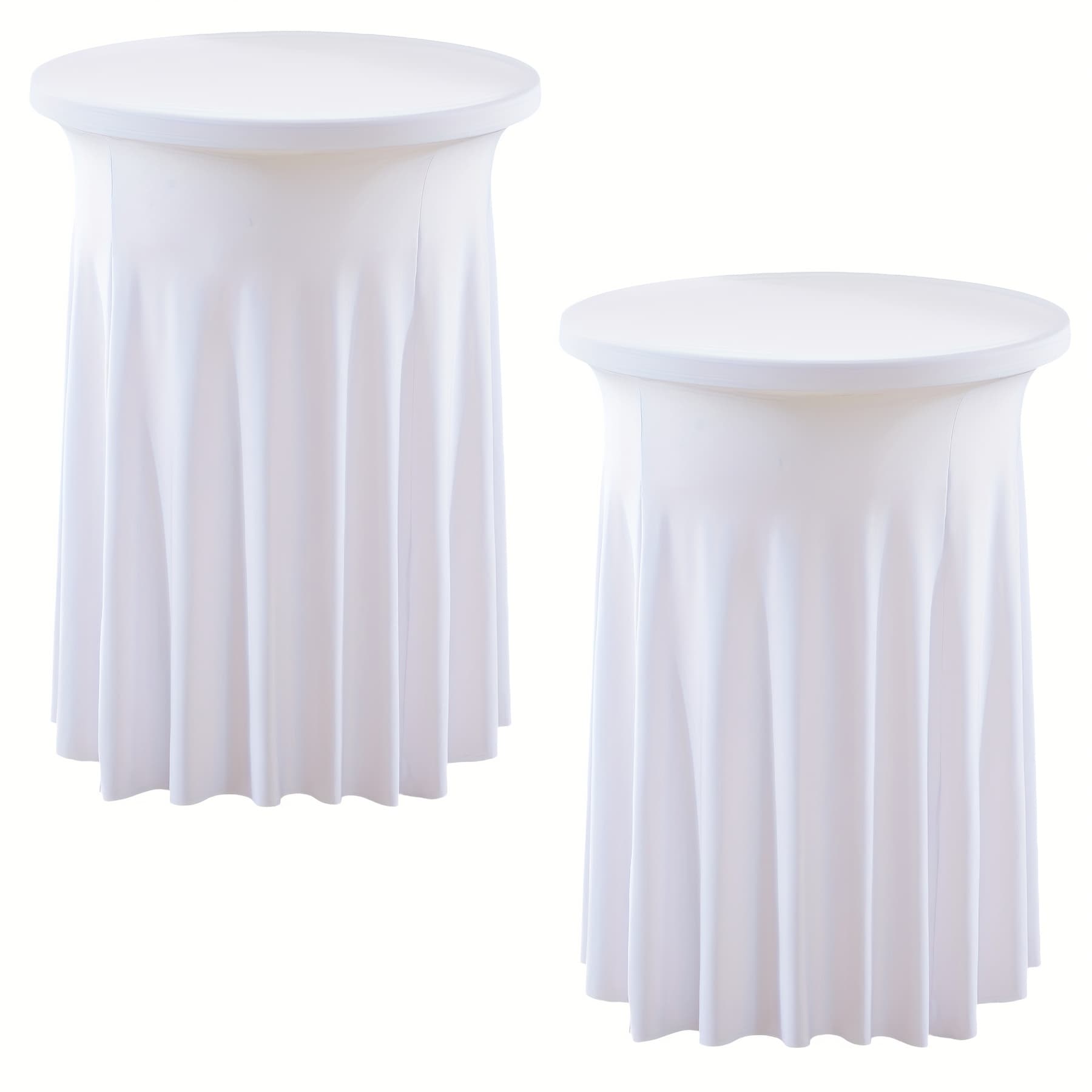 TEMU 2pcs, Cocktail Table Covers 25"x 42" Spandex Stretch Round Cocktail, Tablecloths With Wavy Drapes, Fitted High Top Bar Table Skirt For Wedding Party Banquet, Best For Christmas