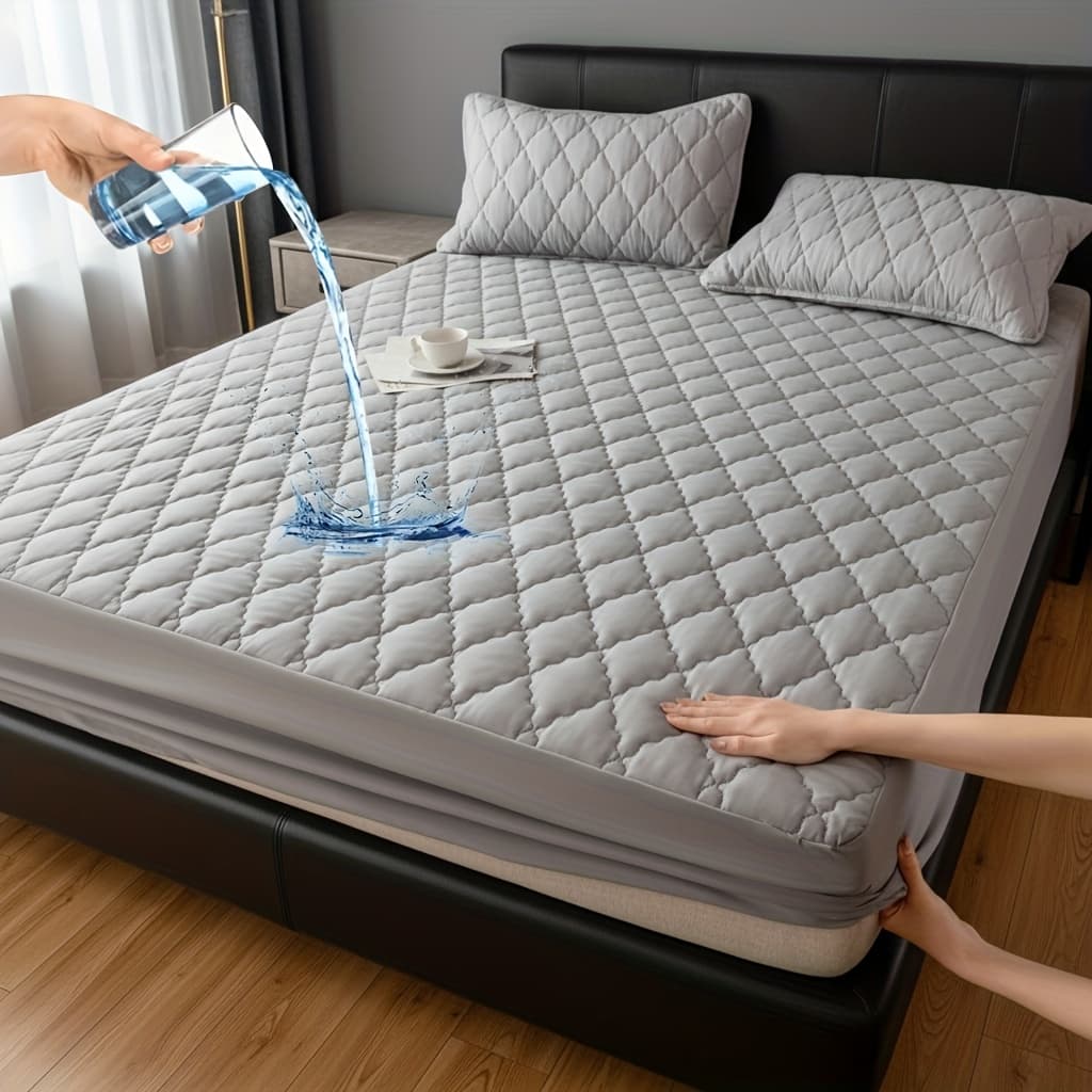 TEMU 1pc Waterproof Mattress Protector With - 11.8-inch Thickened Fitted Cover For Twin/full/xl/king Beds (excludes Pillowcases), Bedding Essential In Solid Color, Minimalist Bedroom Must-have
