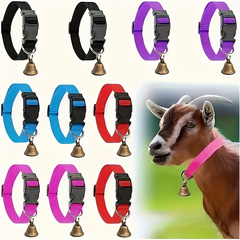 TEMU 10 Adjustable Goat Collars With Bells - Quickly Locate Sheep And Goats , Prevent Animals From , Durable Fashionable Farm Additions