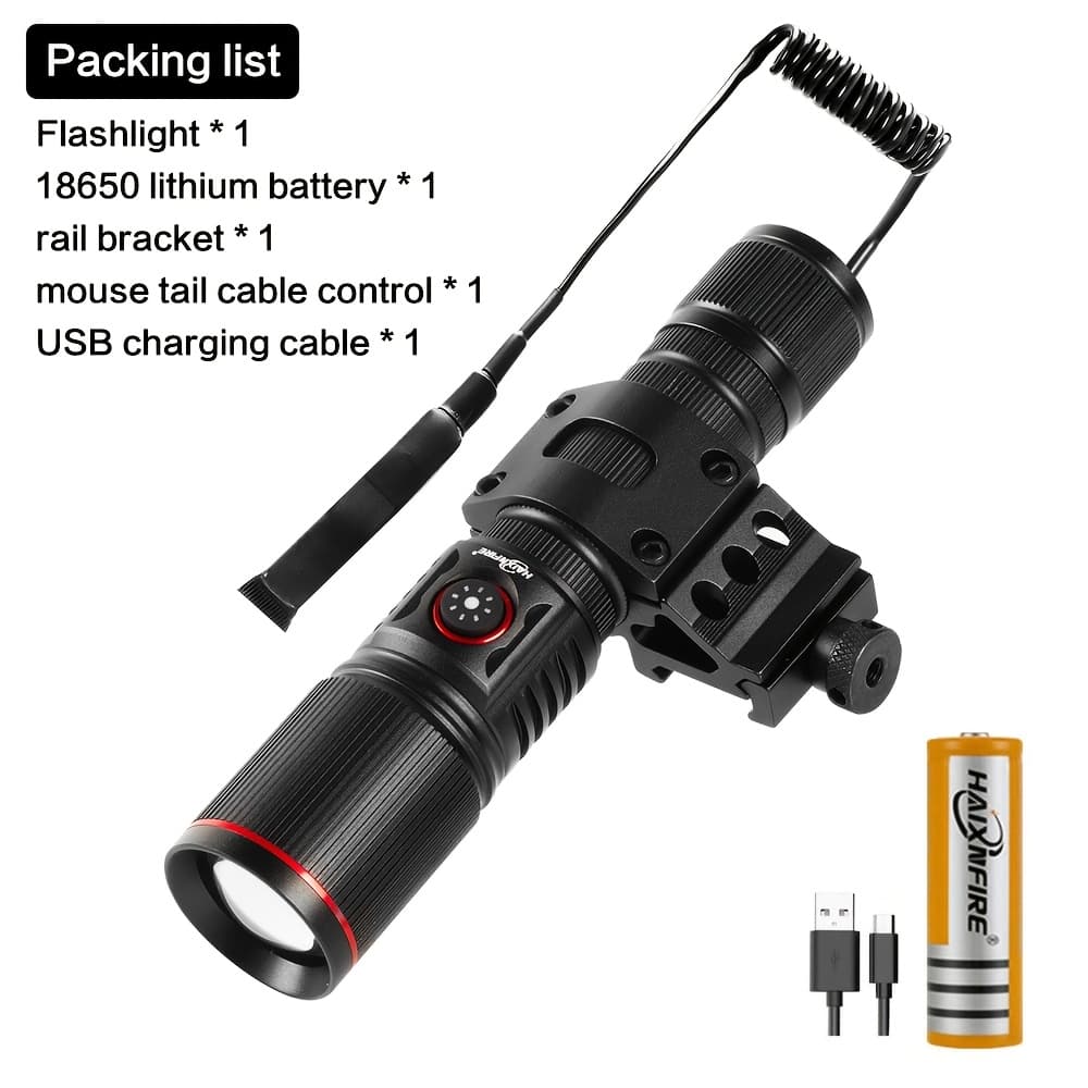 TEMU Haixnfire H50 Outdoor Camping Light Tactical Light 4500lumen Flashlight Usb Rechargeable Floodlight Guide Light Telescopic Zoom To Travel, Camping, Barbecue Lights