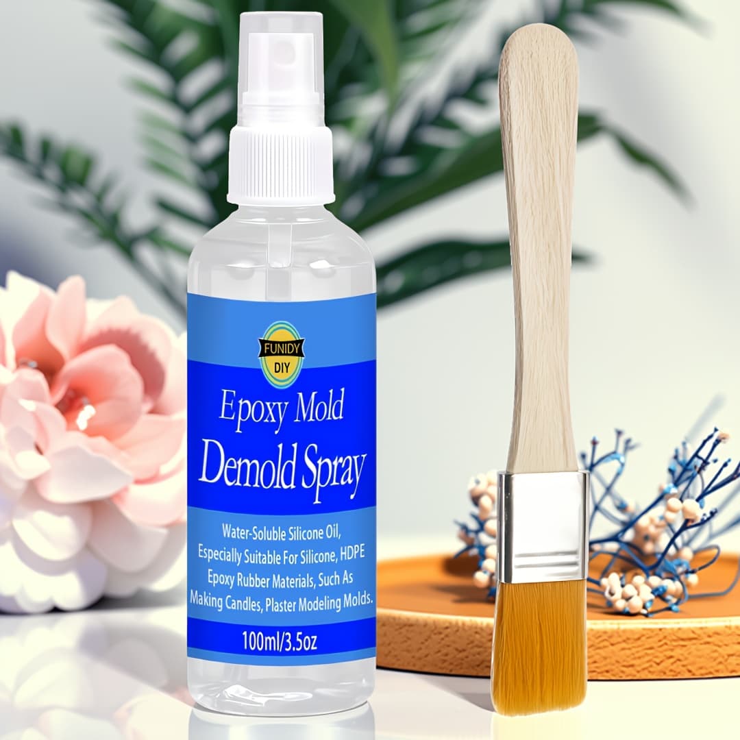 TEMU (200ml/100ml) Epoxy Mold Demold Spray, - Dries , Reusable, Suitable For Rubber, Concrete, Candle Molds, Extends Mold Life | Bubble- | Comes With A Brush