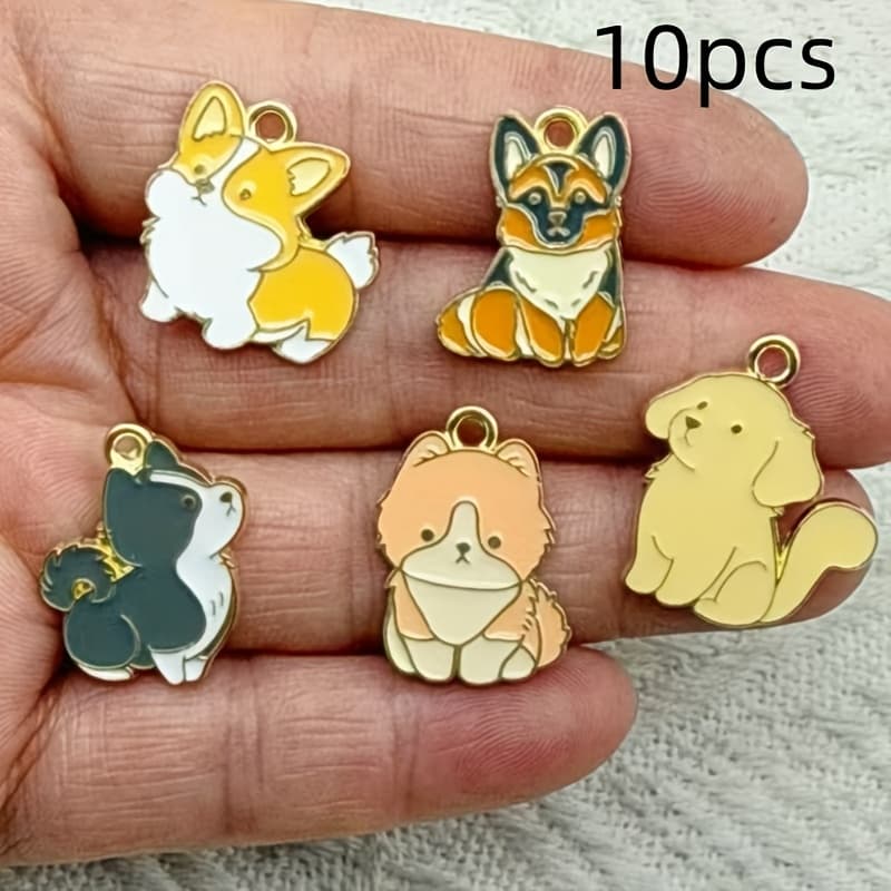 TEMU 10 Cute Dog Alloy Pendants, Varieties, Cute Cartoon Pet Dog Hooks, Earrings, Necklaces, Accessories