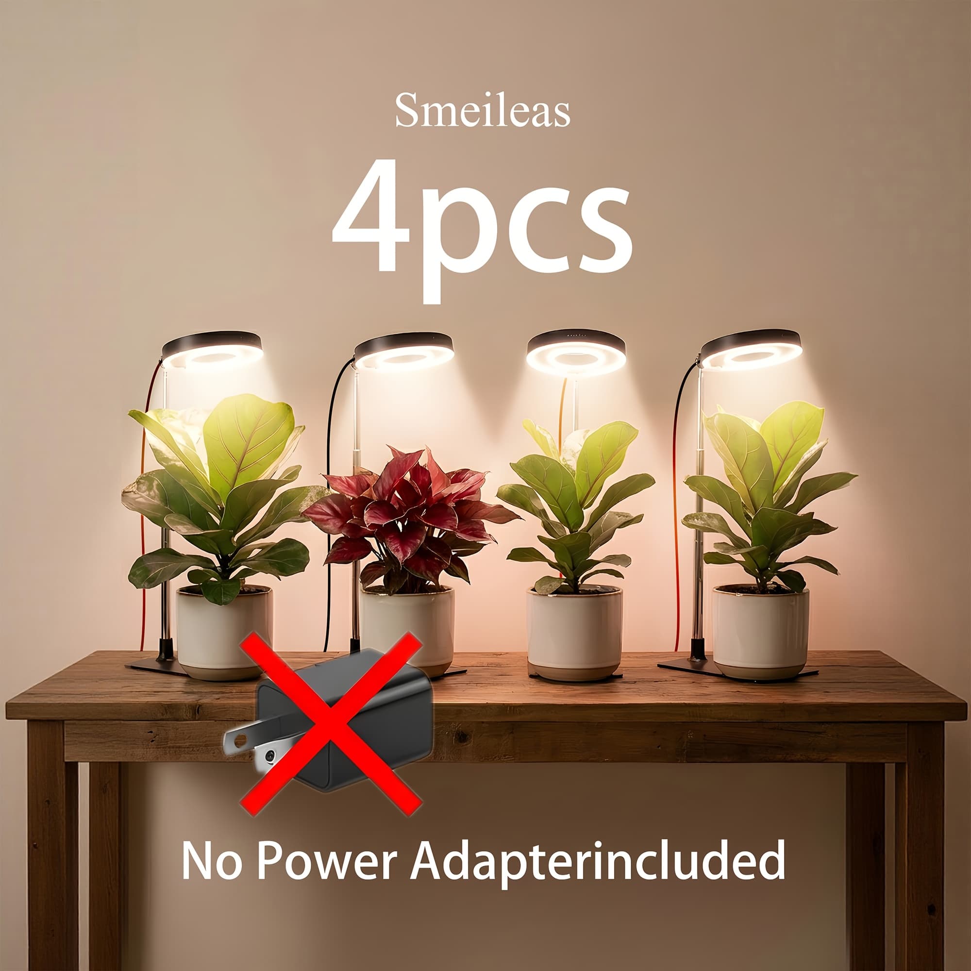 TEMU 4pcs Full Indoor Plant Light | 720° Rotatable Lamp Head, Retractable Pole, , 4 Dimming , Auto Timer 3/6/9hrs, Usb Powered, Great For Small Desktop Potted Plants