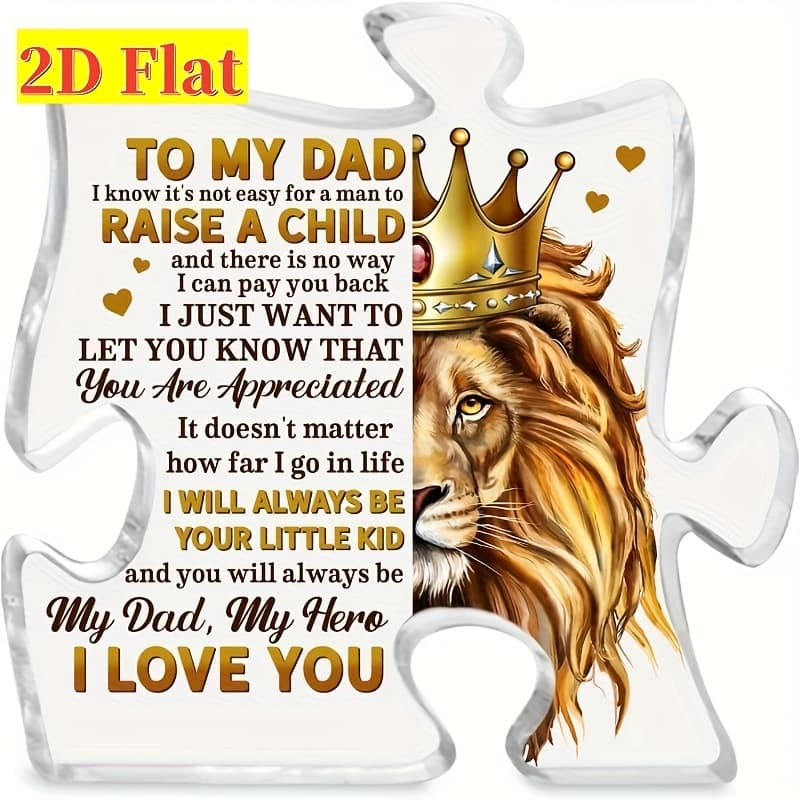 TEMU [2d Flat] 1pc, Acrylic Irregular Puzzle-shaped Desktop Ornament, Gift For Father From Daughter And Son, Exquisite Desktop Ornament, Creative Desktop Decor